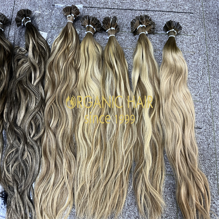 Custom rooted color keratin K-tip hair extensions wholesale H7